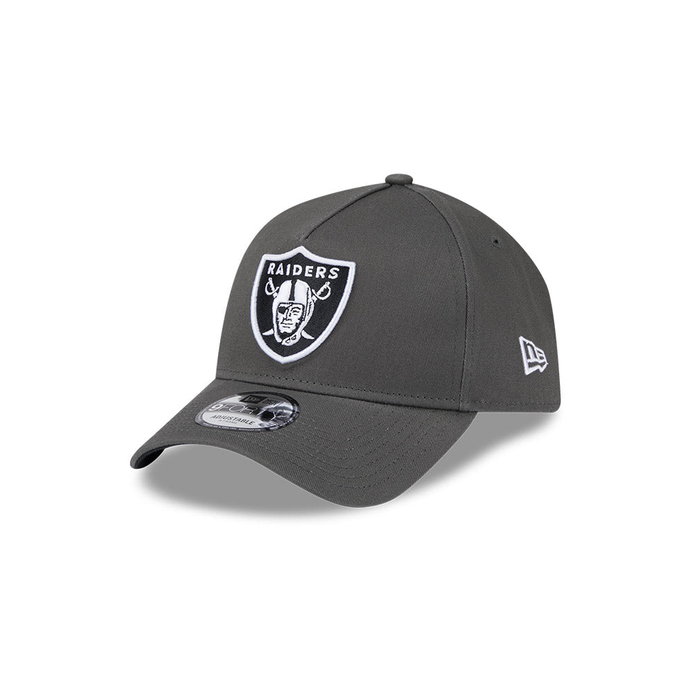 Las Vegas Raiders Hat - Dusty Charcoal Grey 9Forty A-Frame NFL Snapback Cap - New Era